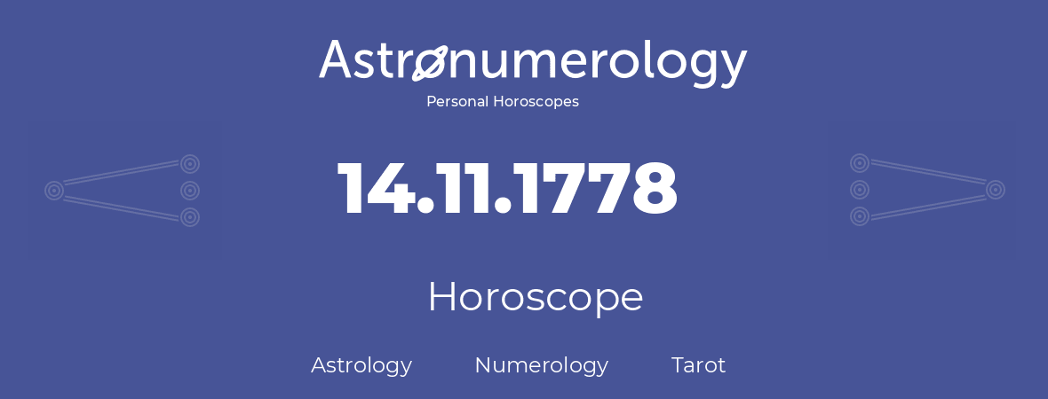 Horoscope for birthday (born day): 14.11.1778 (November 14, 1778)