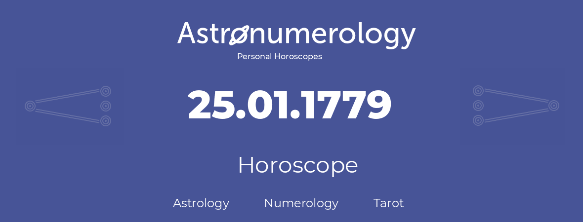 Horoscope for birthday (born day): 25.01.1779 (January 25, 1779)