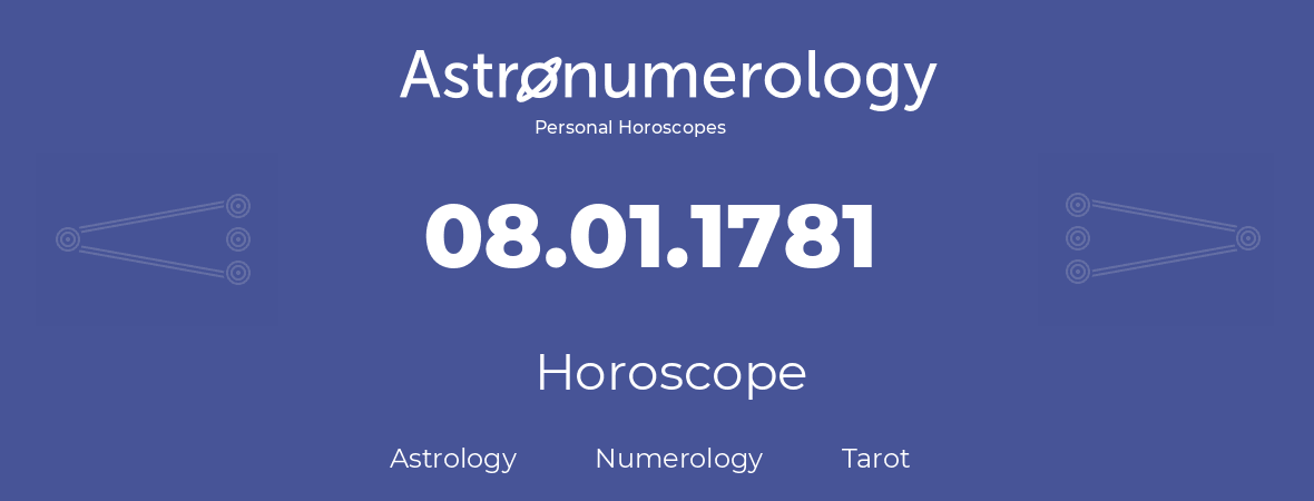 Horoscope for birthday (born day): 08.01.1781 (January 8, 1781)