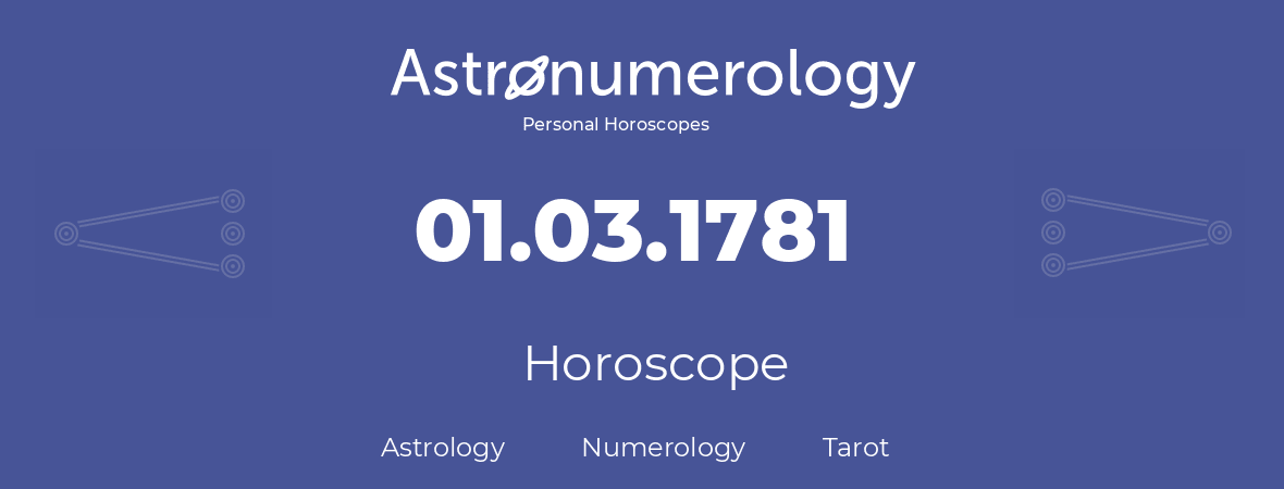 Horoscope for birthday (born day): 01.03.1781 (March 1, 1781)