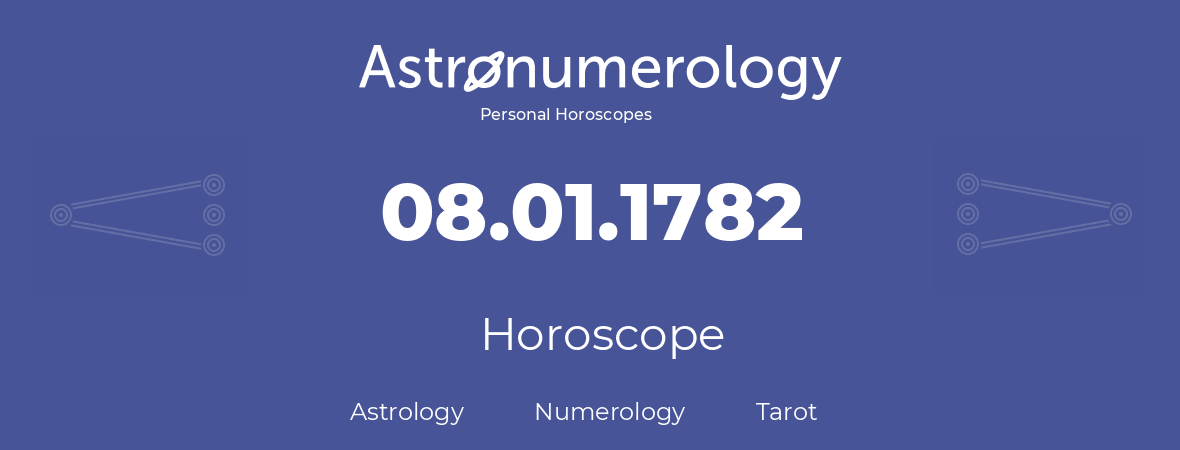 Horoscope for birthday (born day): 08.01.1782 (January 8, 1782)