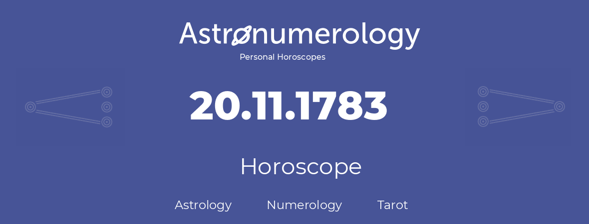 Horoscope for birthday (born day): 20.11.1783 (November 20, 1783)