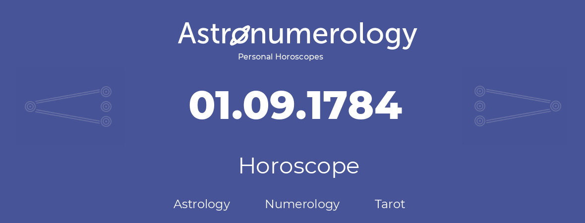 Horoscope for birthday (born day): 01.09.1784 (September 01, 1784)
