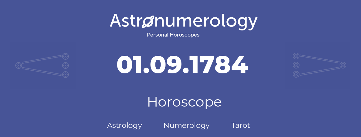 Horoscope for birthday (born day): 01.09.1784 (September 1, 1784)