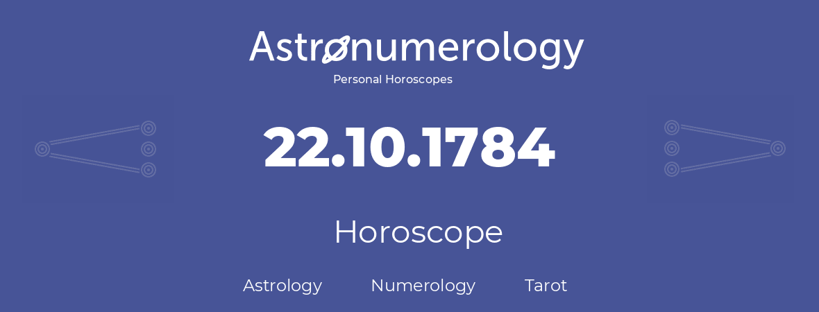 Horoscope for birthday (born day): 22.10.1784 (Oct 22, 1784)