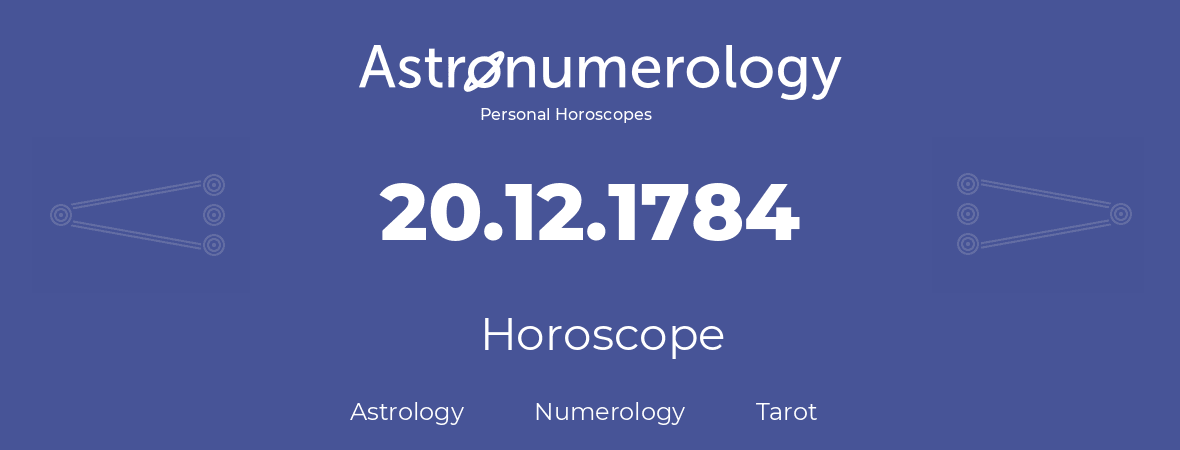 Horoscope for birthday (born day): 20.12.1784 (December 20, 1784)