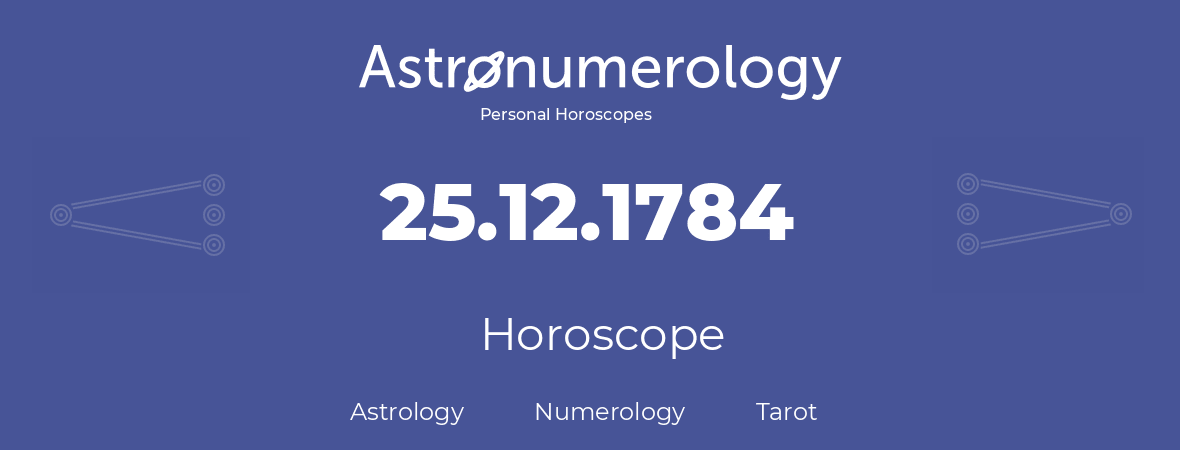 Horoscope for birthday (born day): 25.12.1784 (December 25, 1784)