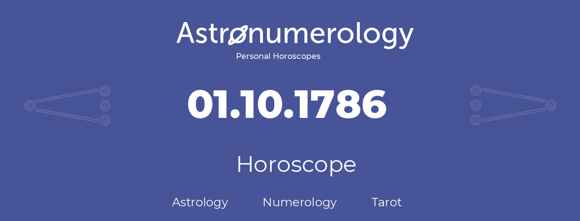 Horoscope for birthday (born day): 01.10.1786 (Oct 1, 1786)