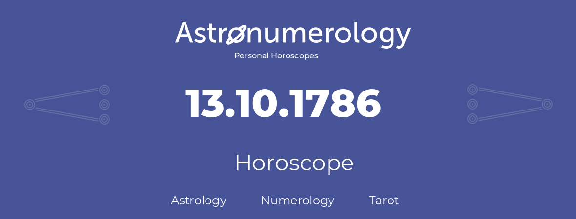 Horoscope for birthday (born day): 13.10.1786 (Oct 13, 1786)