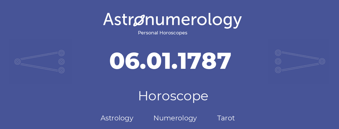Horoscope for birthday (born day): 06.01.1787 (January 06, 1787)