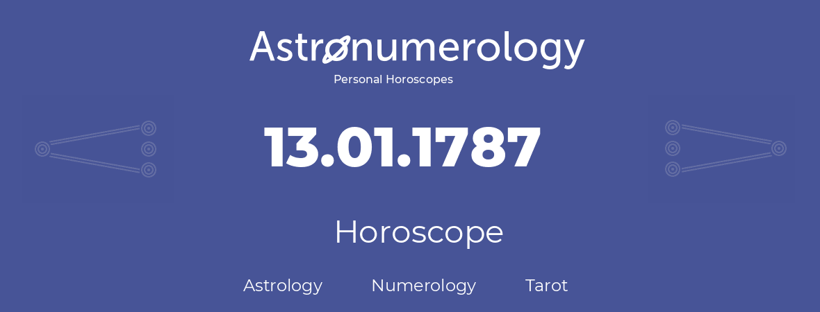 Horoscope for birthday (born day): 13.01.1787 (January 13, 1787)