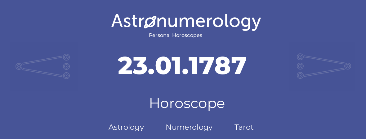 Horoscope for birthday (born day): 23.01.1787 (January 23, 1787)