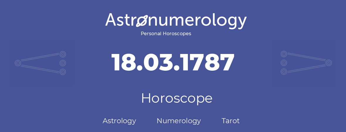 Horoscope for birthday (born day): 18.03.1787 (March 18, 1787)