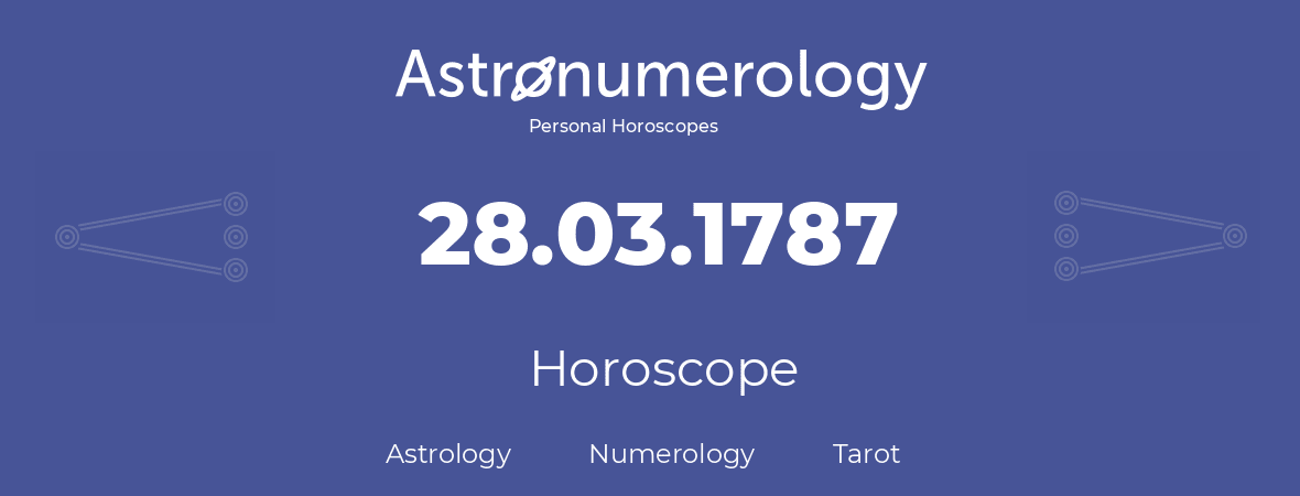 Horoscope for birthday (born day): 28.03.1787 (March 28, 1787)