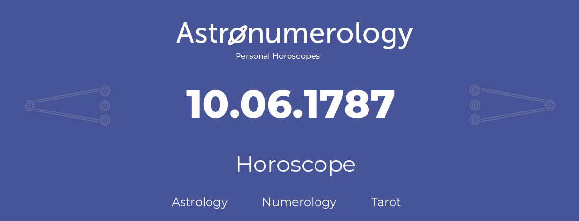 Horoscope for birthday (born day): 10.06.1787 (June 10, 1787)