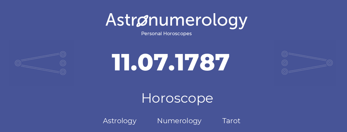 Horoscope for birthday (born day): 11.07.1787 (July 11, 1787)