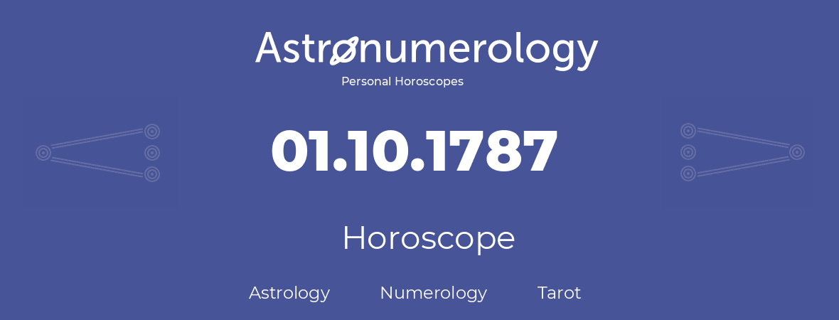 Horoscope for birthday (born day): 01.10.1787 (Oct 1, 1787)