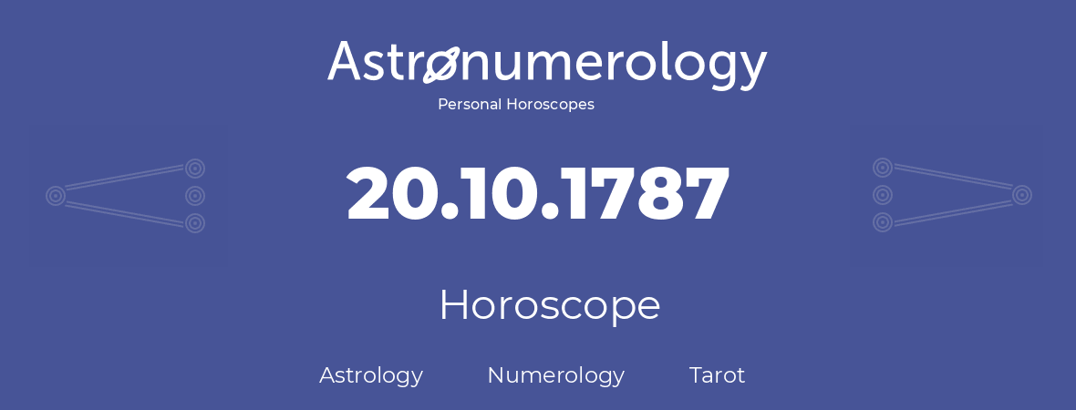 Horoscope for birthday (born day): 20.10.1787 (Oct 20, 1787)