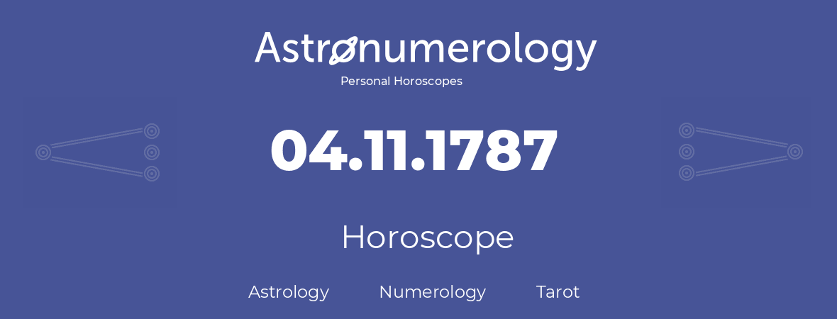 Horoscope for birthday (born day): 04.11.1787 (November 4, 1787)