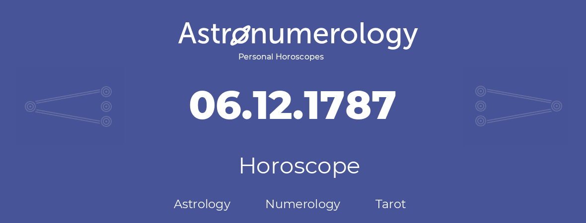Horoscope for birthday (born day): 06.12.1787 (December 6, 1787)