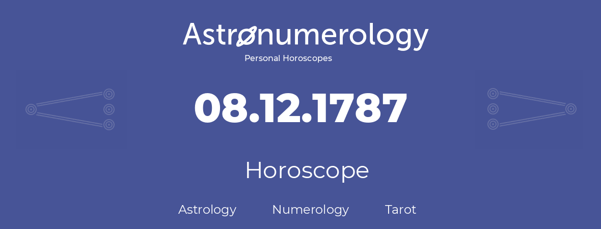 Horoscope for birthday (born day): 08.12.1787 (December 08, 1787)