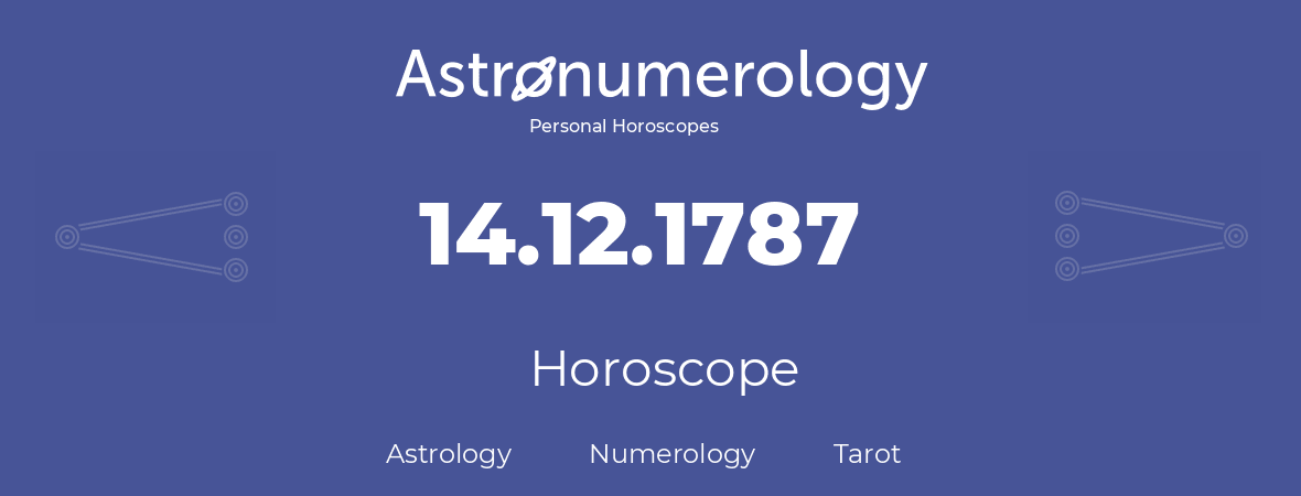 Horoscope for birthday (born day): 14.12.1787 (December 14, 1787)