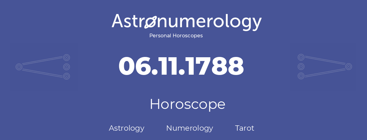 Horoscope for birthday (born day): 06.11.1788 (November 06, 1788)