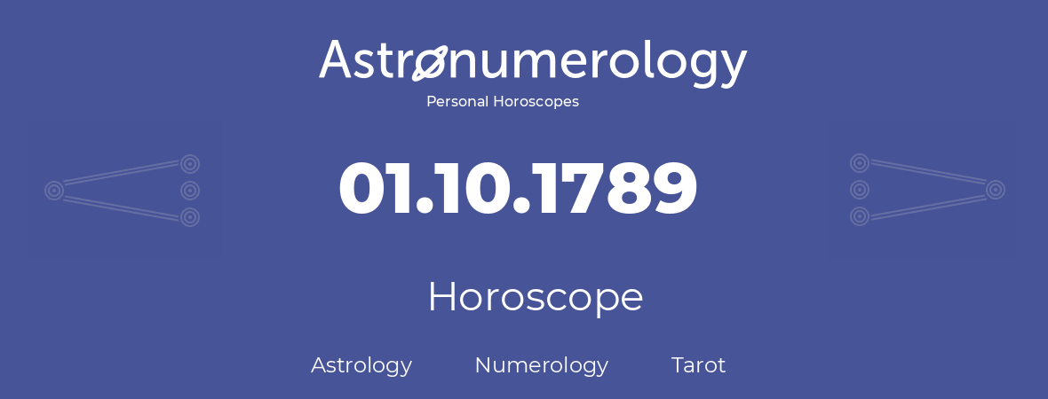 Horoscope for birthday (born day): 01.10.1789 (Oct 01, 1789)