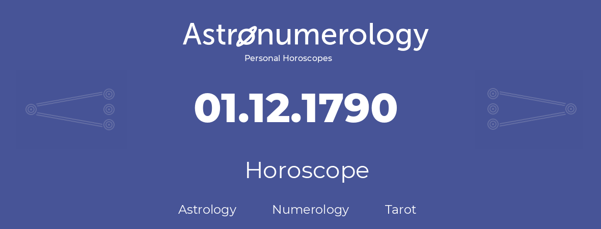 Horoscope for birthday (born day): 01.12.1790 (December 01, 1790)