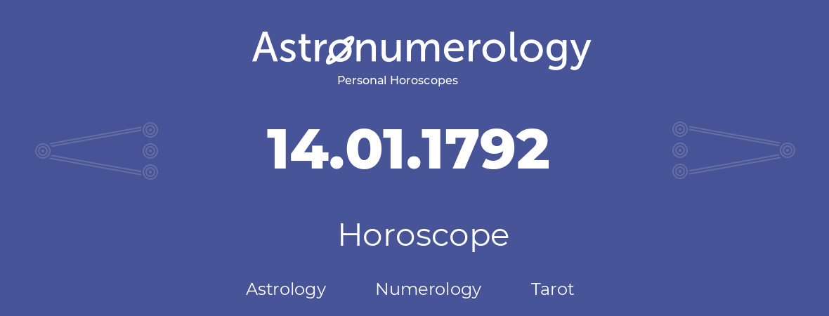 Horoscope for birthday (born day): 14.01.1792 (January 14, 1792)