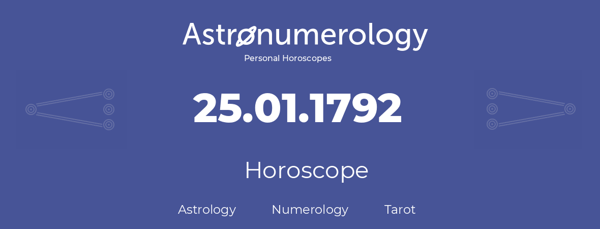 Horoscope for birthday (born day): 25.01.1792 (January 25, 1792)
