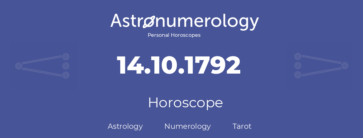 Horoscope for birthday (born day): 14.10.1792 (Oct 14, 1792)