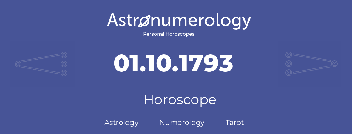 Horoscope for birthday (born day): 01.10.1793 (Oct 01, 1793)