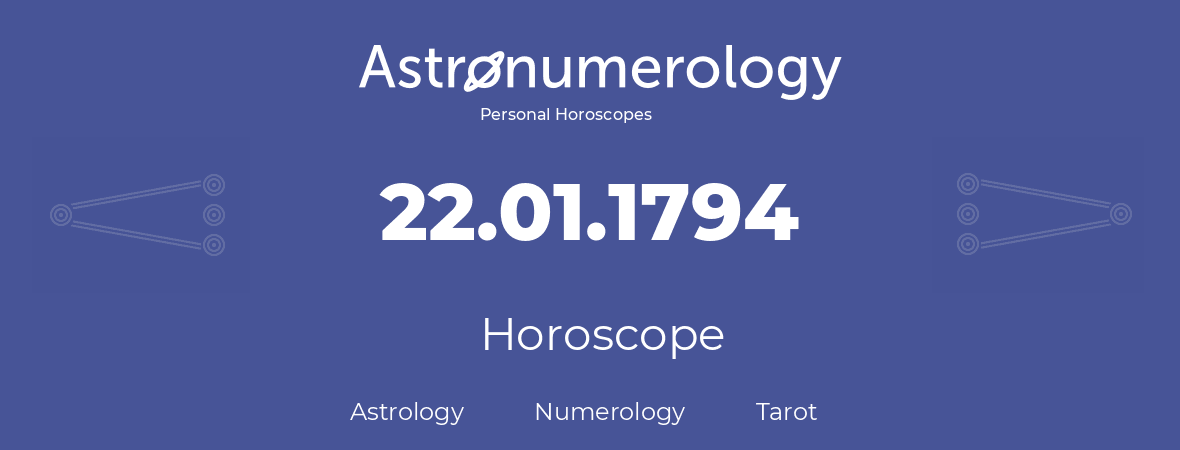 Horoscope for birthday (born day): 22.01.1794 (January 22, 1794)