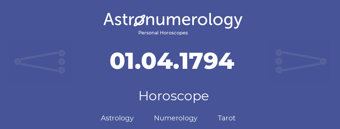 Horoscope for birthday (born day): 01.04.1794 (April 1, 1794)