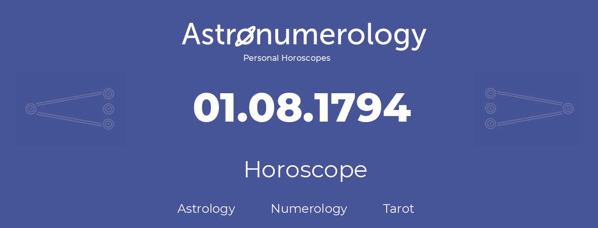 Horoscope for birthday (born day): 01.08.1794 (August 01, 1794)