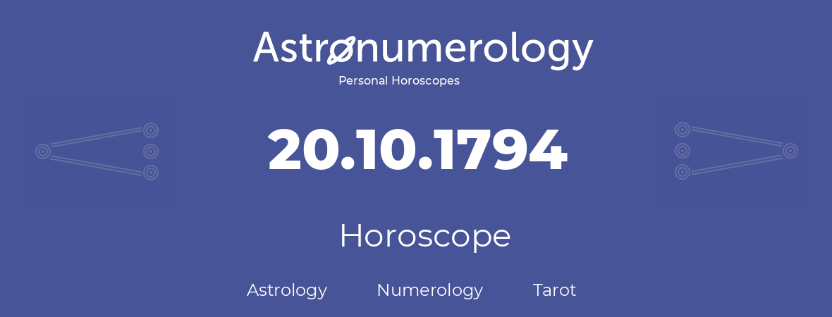Horoscope for birthday (born day): 20.10.1794 (Oct 20, 1794)