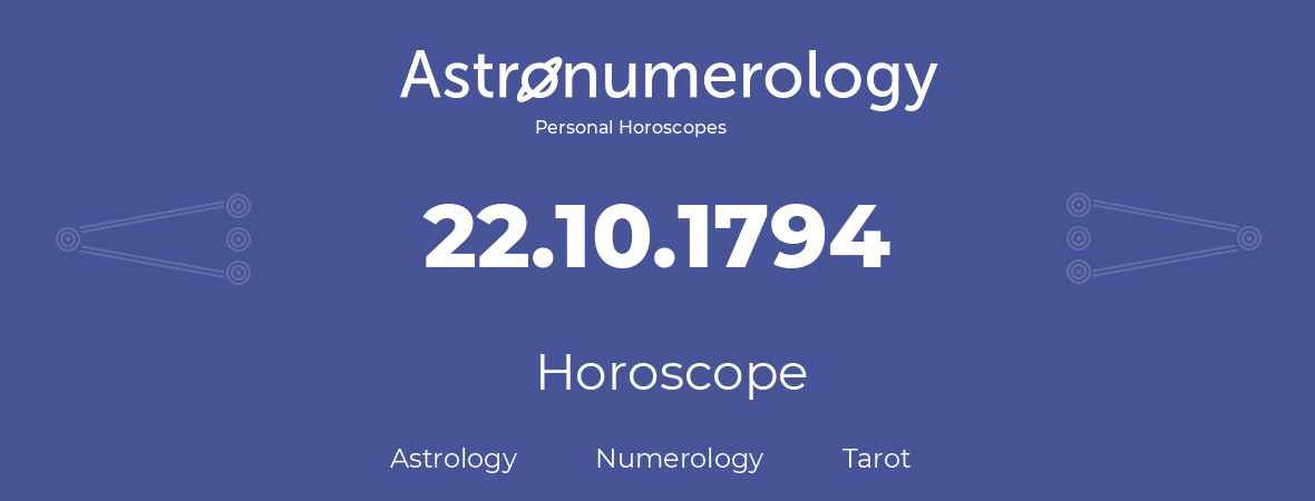 Horoscope for birthday (born day): 22.10.1794 (Oct 22, 1794)
