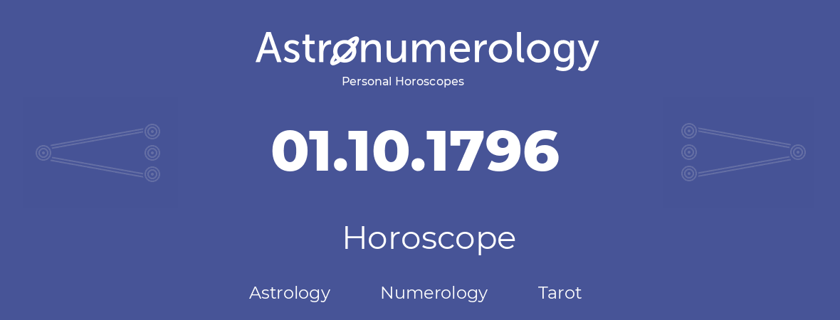 Horoscope for birthday (born day): 01.10.1796 (Oct 1, 1796)