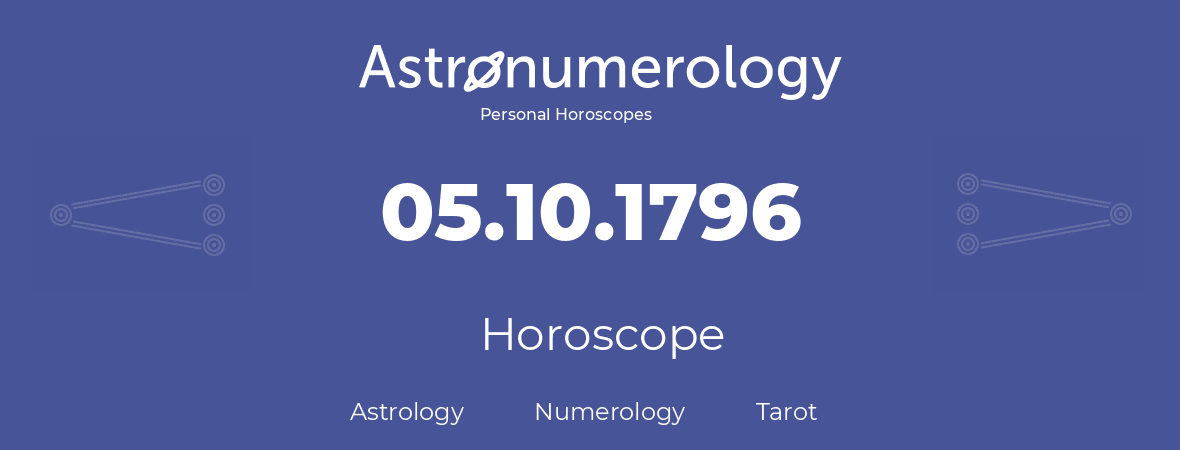 Horoscope for birthday (born day): 05.10.1796 (Oct 5, 1796)