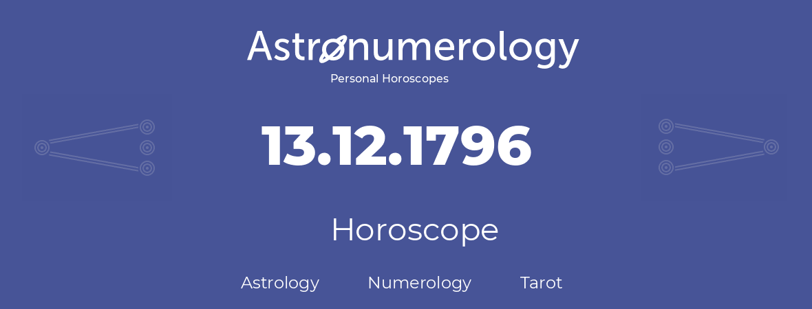 Horoscope for birthday (born day): 13.12.1796 (December 13, 1796)