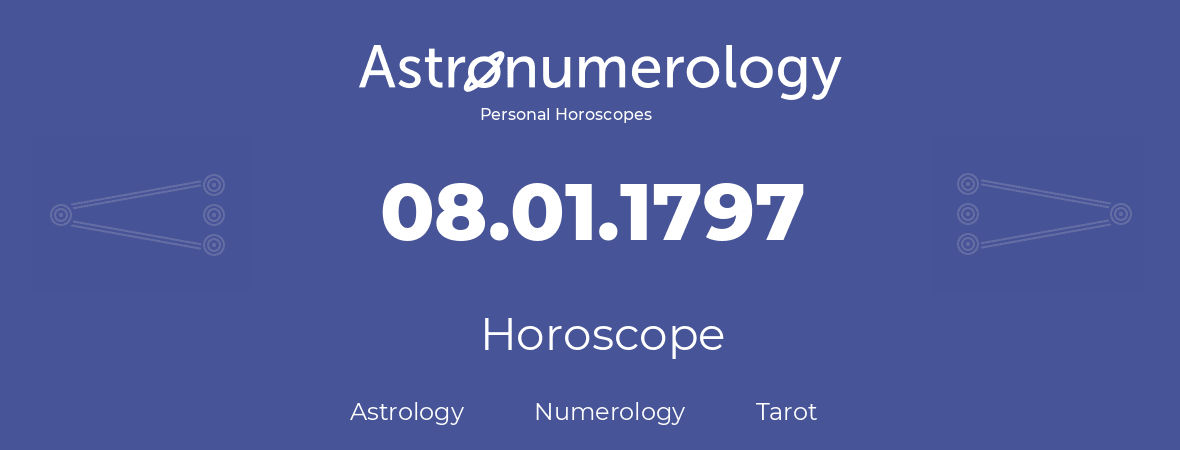 Horoscope for birthday (born day): 08.01.1797 (January 8, 1797)