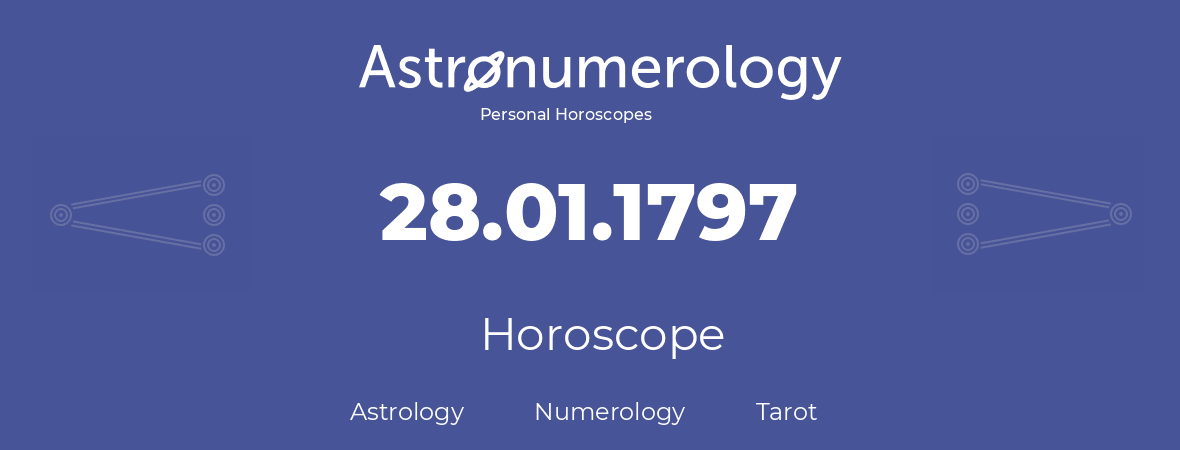 Horoscope for birthday (born day): 28.01.1797 (January 28, 1797)