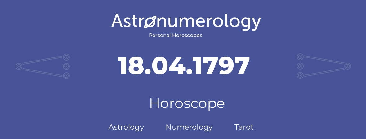 Horoscope for birthday (born day): 18.04.1797 (April 18, 1797)