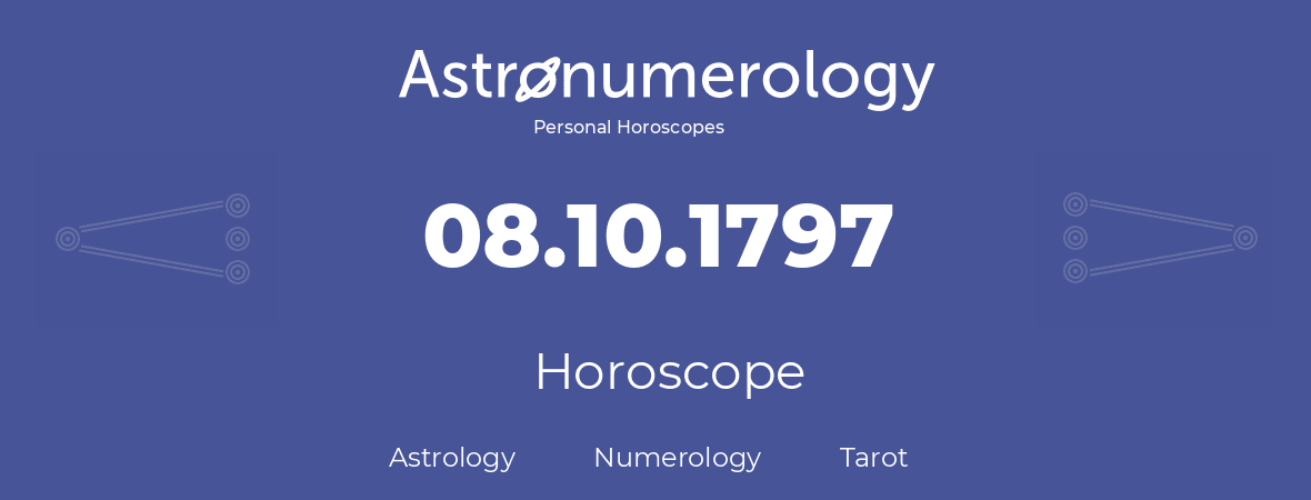 Horoscope for birthday (born day): 08.10.1797 (Oct 8, 1797)