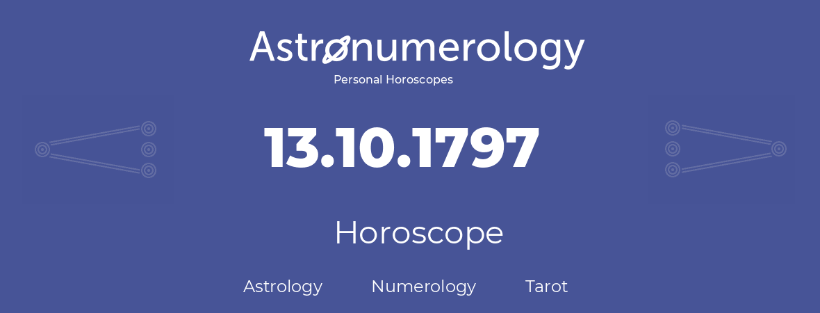 Horoscope for birthday (born day): 13.10.1797 (Oct 13, 1797)