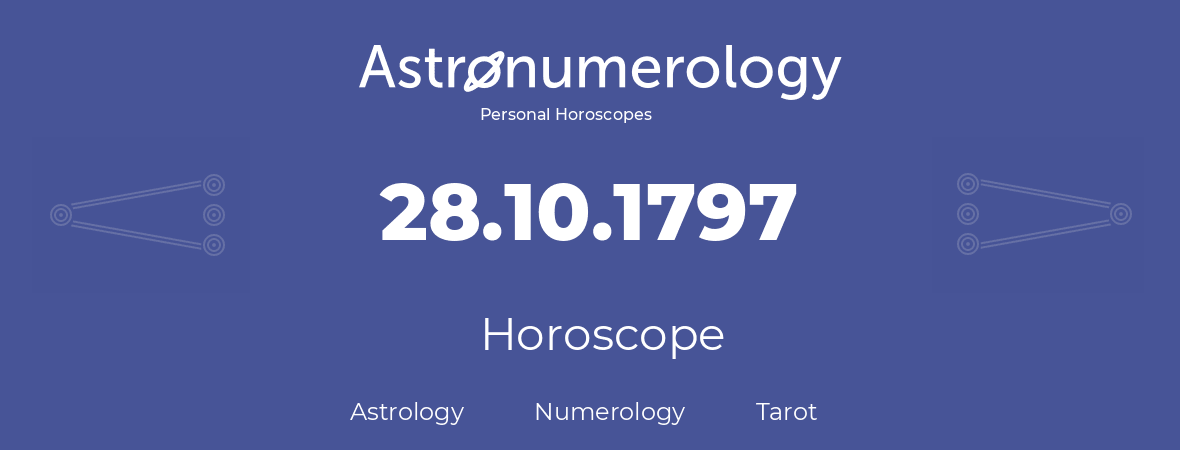 Horoscope for birthday (born day): 28.10.1797 (Oct 28, 1797)