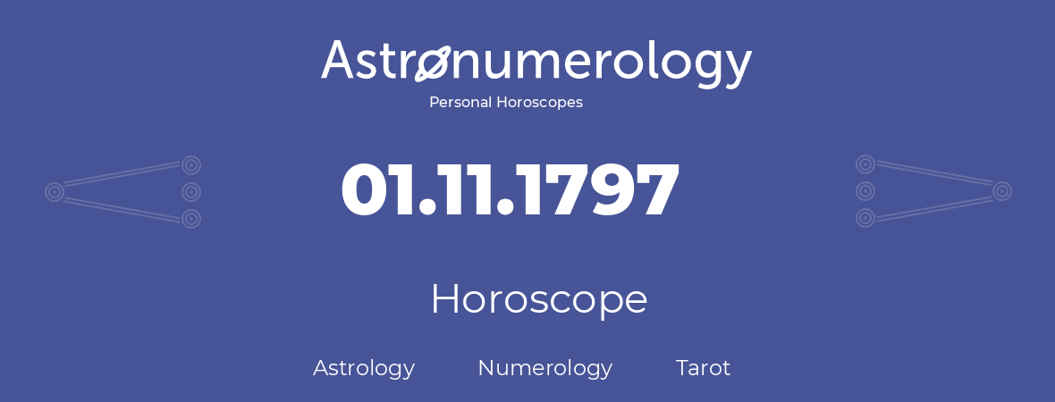 Horoscope for birthday (born day): 01.11.1797 (November 01, 1797)