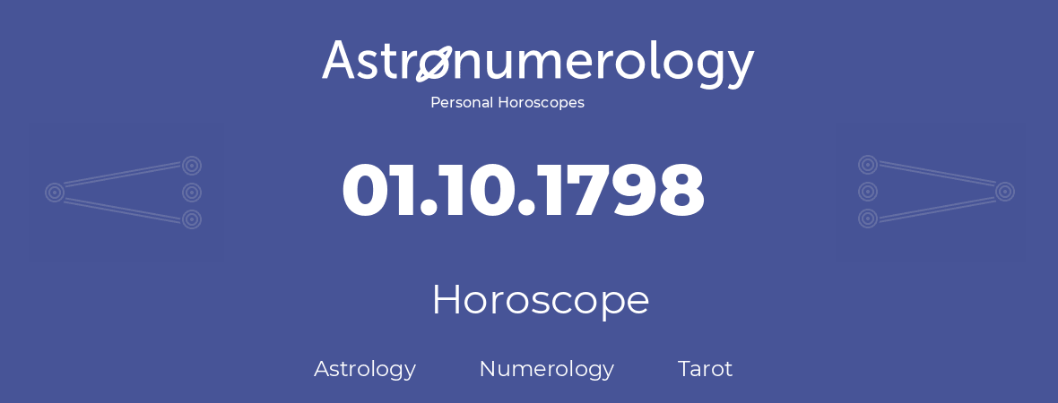 Horoscope for birthday (born day): 01.10.1798 (Oct 01, 1798)