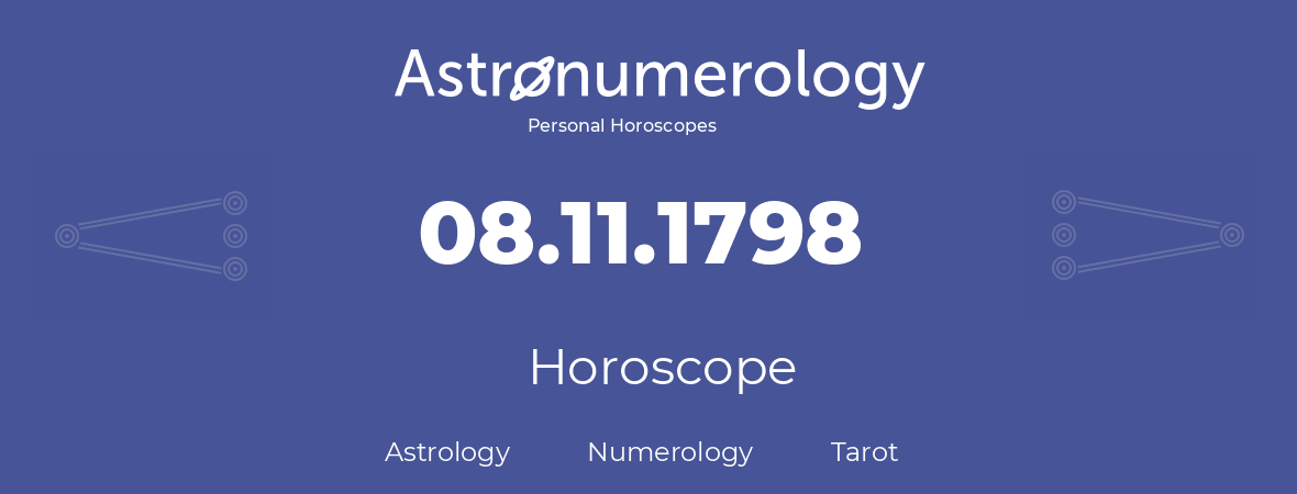 Horoscope for birthday (born day): 08.11.1798 (November 08, 1798)